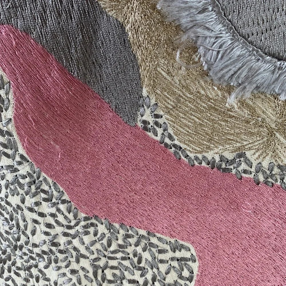 COPY - New West Elm Abstract Textured Accent Throw Pillow Cover 12x21 -Blush/Si…